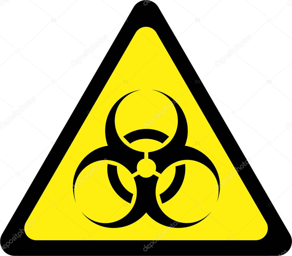 Yellow warning sign with biohazard substances symbol