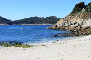 Yurt beach CIES Adaları'nda. Galiçya, İspanya