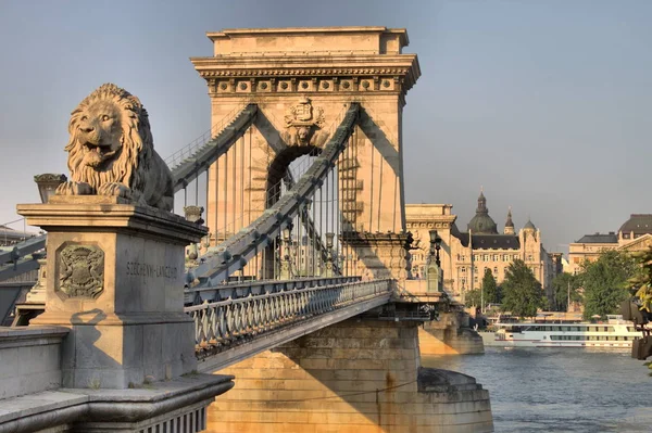 Цепной Мост Будапеште Венгрия Hdr — стоковое фото