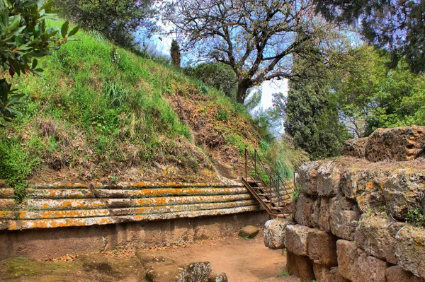 Túmulos Circulares Necrópole Etrusca Cerveteri Itália — Fotografia de Stock