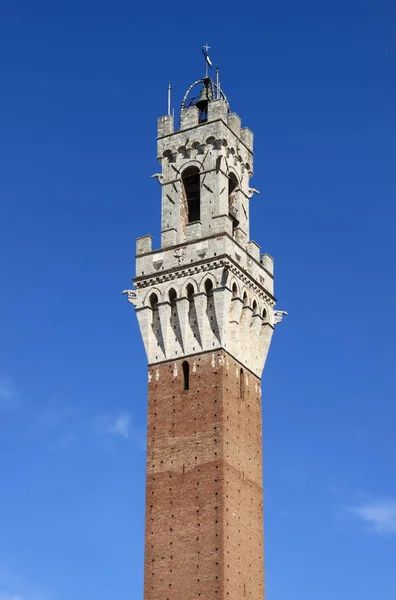 Wieża Mangia Piazza Del Campo Siena Włochy — Zdjęcie stockowe