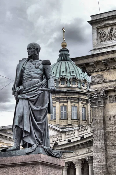 Standbeeld Van Generaal Barclay Tolley Kazan Kathedraal Sint Petersburg Rusland — Stockfoto