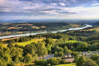 Panorama of Danube River Valley near Melk from Maria Taferl Basilica hill, Austria clipart