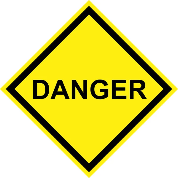Żółty znak zagrożenia z tekstem niebezpiecznym — Zdjęcie stockowe