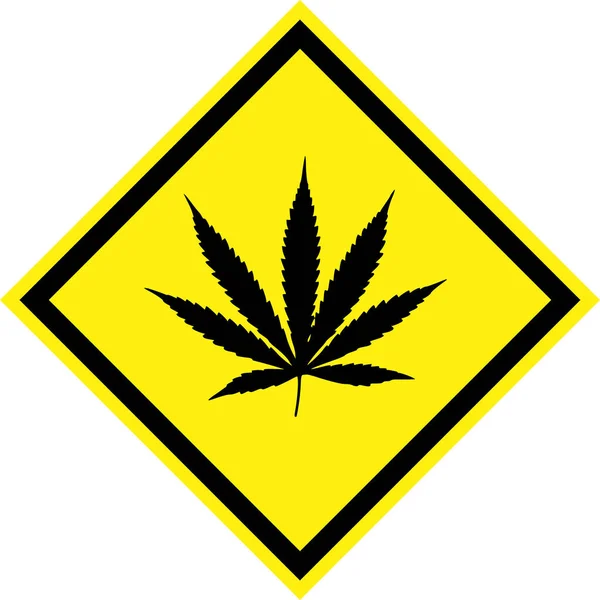 大麻と黄色の危険標識 — ストック写真