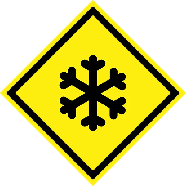 Yellow hazard sign with ice — Stock Photo, Image