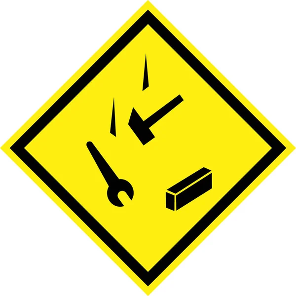 Yellow hazard sign with falling objects — 스톡 사진