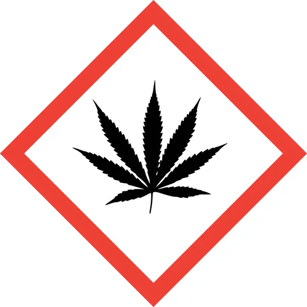 Hazard sign with cannabis — Stock Photo, Image