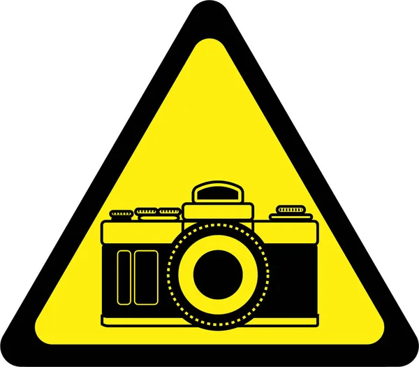 カメラ付き警告サイン — ストック写真