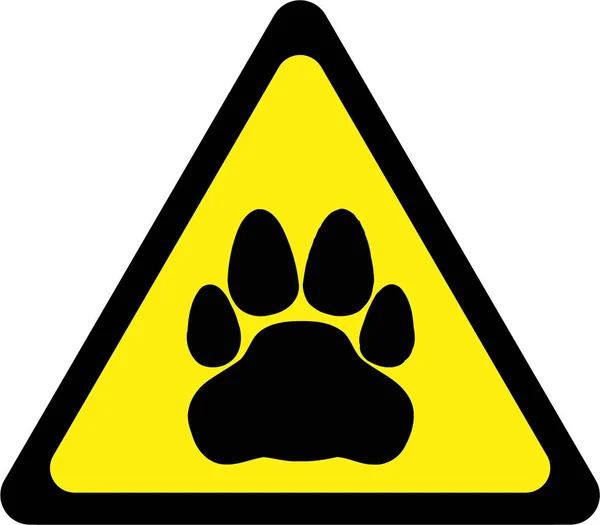 Sinal de aviso amarelo com gato — Fotografia de Stock