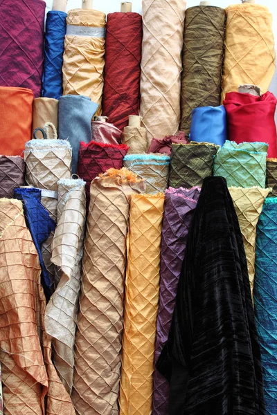 Colorful fabric rolls — Stock Photo, Image