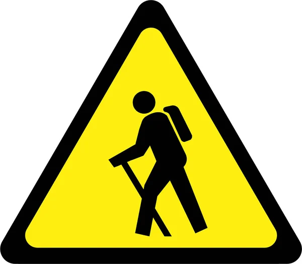 Warning sign with hiker — Stock Photo, Image