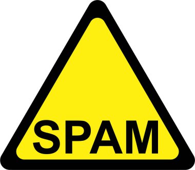 Spam metinile uyarı işareti