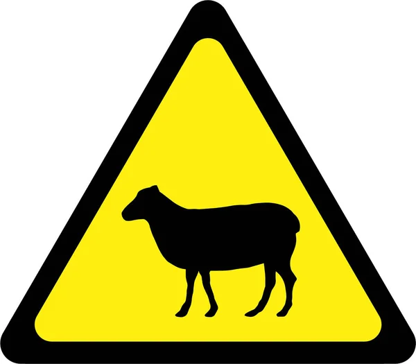 Sinal de aviso com ovelhas na estrada — Fotografia de Stock