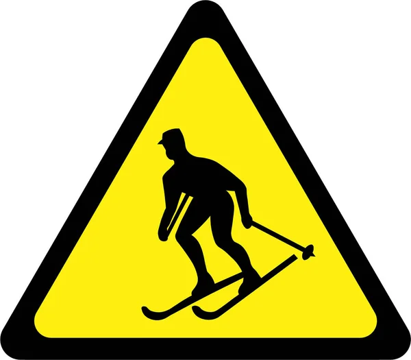 Waarschuwingsbord met skiër — Stockfoto