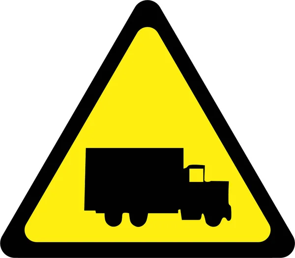 Sinal de aviso com caminhão — Fotografia de Stock