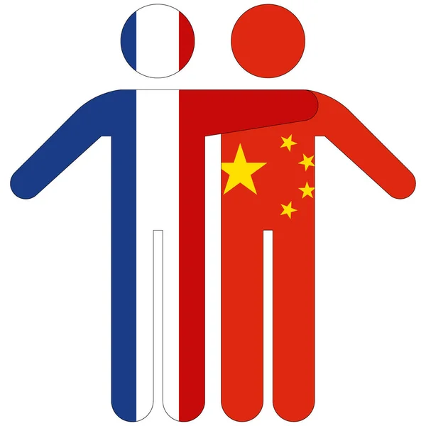 Fransa Çin Dostluk Kavramı Beyaz Gruplar Üzerine — Stok fotoğraf