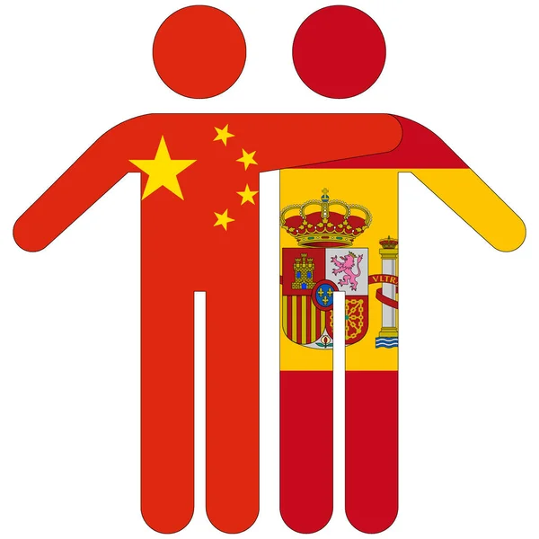 Kína Spanyolország Barátság Koncepció Fehér Alapon — Stock Fotó