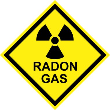 Radon Gazı nedeniyle sarı radyasyon tehlike işareti