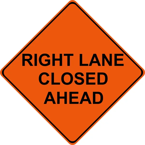Right Lane Closed Ahead traffic warning sign