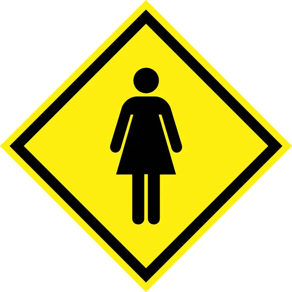 带有妇女标志的黄色危险标志 — 图库照片
