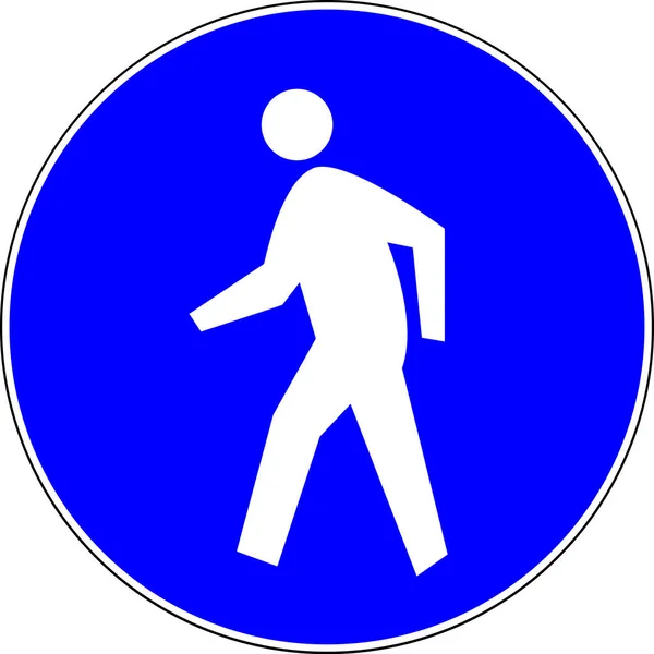Pedestre Permitido Sinal Estrada Azul — Fotografia de Stock