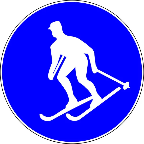 Esquí Permitido Señal Azul —  Fotos de Stock