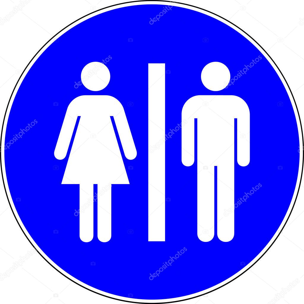 Toilets available blue sign