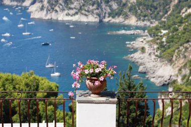 Capri Adası güzel bir yaz gününde. İtalya