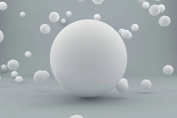 Abstrakt vit sfär på en grå bakgrund. 3D-rendering. — Stockfoto