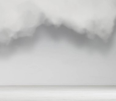 Boş duman - dolu oda. Kopya alanı ile gri duvar.