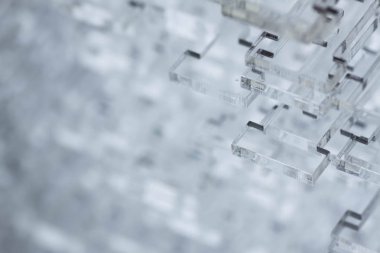 Yüksek teknoloji arka plan. Şeffaf plastik ya da cam ayrıntıları. Lazer kesim pleksiglas.