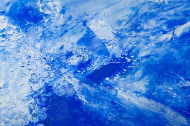 Sanatsal soyut yağ, beyaz ve mavi boyalı arka plan. Doku, arkaplan.