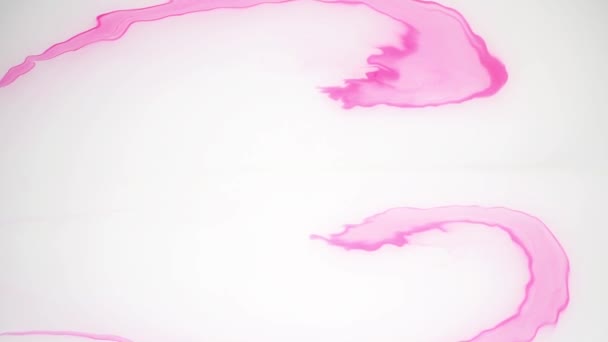Λεκέδες από ροζ μελάνι σχετικά με το νερό. Αφηρημένα φόντο σκηνές. — Αρχείο Βίντεο