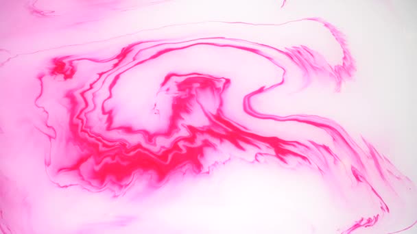 水上沾有粉红色和白色墨水的污渍。抽象背景素材. — 图库视频影像