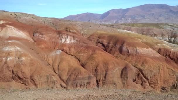 Altai, naturpark, berömda Altai Mars dalgång utsikt. — Stockvideo