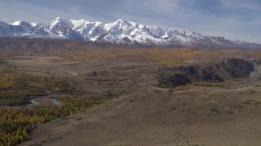 Sibirya 'nın Alyai bölgesinde akan nehrin panoramik görüntüsü.