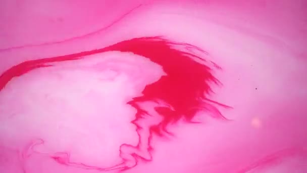 Vlekken van roze en witte inkt op het water. Abstracte achtergrond opnames. — Stockvideo