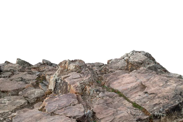 Rock mountain slope or top foreground close-up isolated on white background. Element for matte painting, copy space. Royalty Free Stock Images