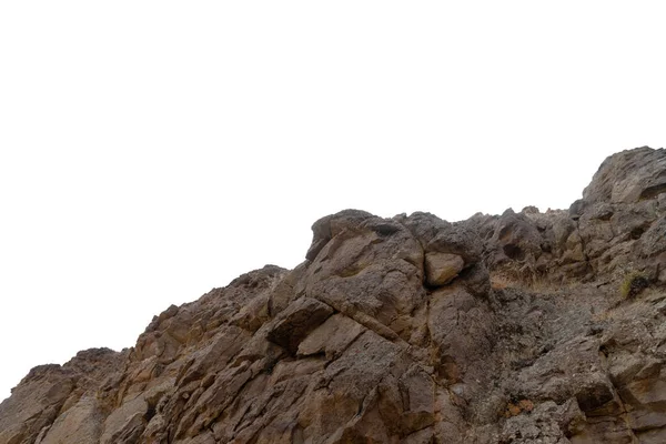 Rock mountain slope or top foreground close-up isolated on white background. Element for matte painting, copy space. — Stock Photo, Image