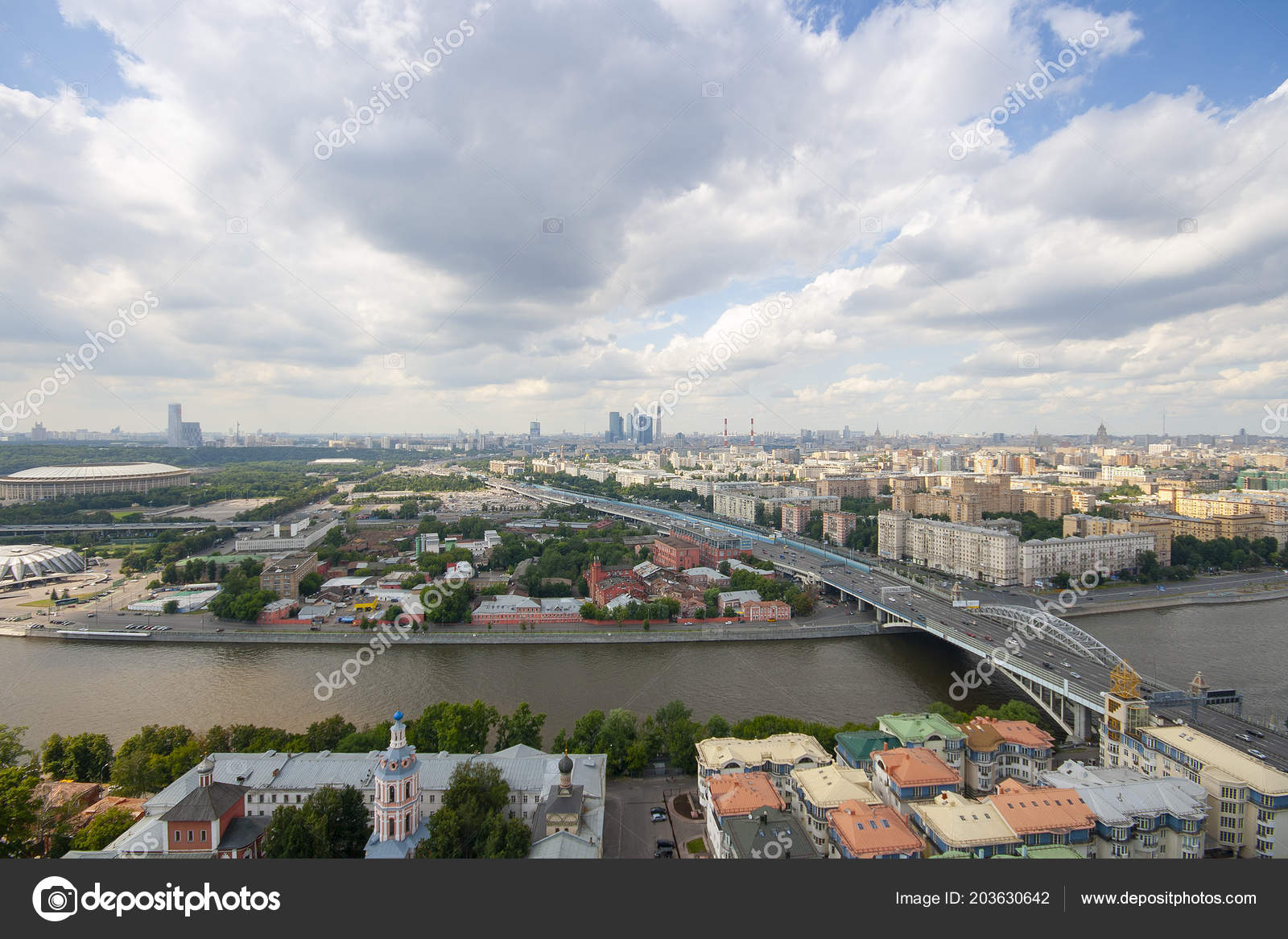 Aerial View Moscow Luzhniki Stadium Moscow River Saint Andrew