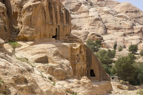 Forntida Gravar Tempelstaden Petra Jordanien 2018 — Stockfoto