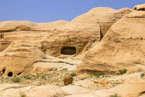 Túmulos Antigos Cidade Templo Petra Jordânia 2018 — Fotografia de Stock