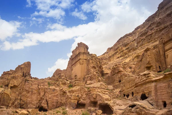 Tumba Unayshu Calle Las Fachadas Necrópolis Ciudad Del Templo Petra — Foto de Stock