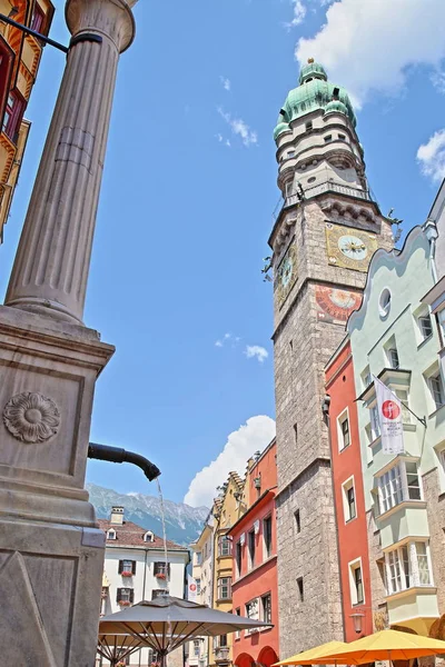 Innsbruck Austria July 2018 Stadtturm City Tower Located Historic Center — Stock Photo, Image