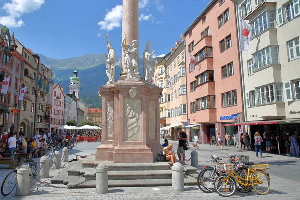 Innsbruck Austria Luglio 2018 Annasaule Colonna Portante Con Statua Maria — Foto Stock
