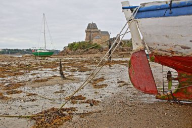 Solidor Kulesi Saint Servan Rance Nehri'nin halicinin bulunan ve Solidor plaj, görüntülenen Saint Malo, Brittany, Fransa