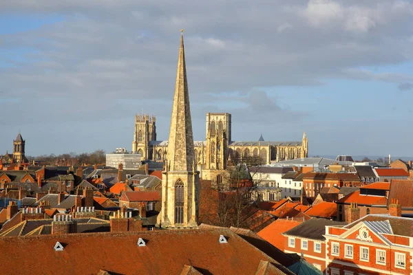 Allmän Översikt Över York Minster Bakgrunden York Yorkshire Storbritannien — Stockfoto