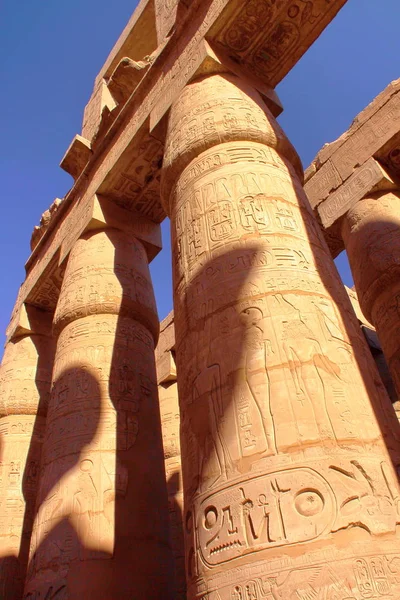 Kolumnerna Templet Amunen Vid Karnaktemplet Luxor Egypten — Stockfoto