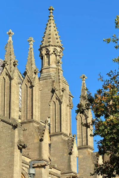 Close Torres Uma Torre Catedral Ely Cambridgeshire Norfolk Reino Unido — Fotografia de Stock